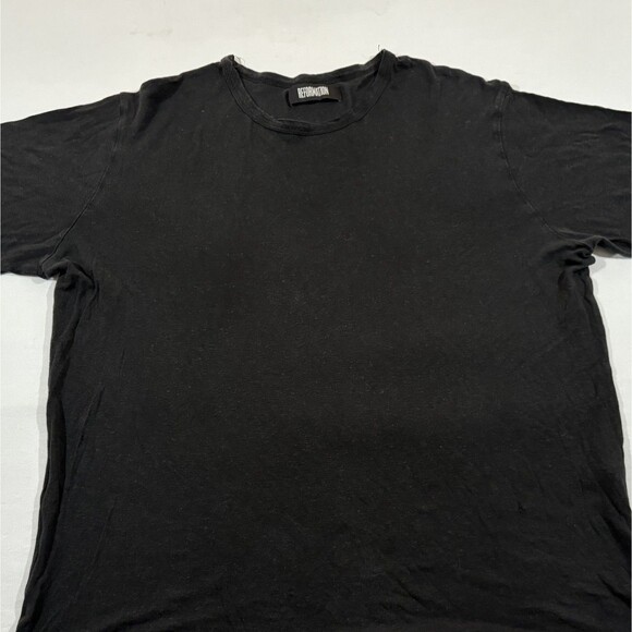 Reformation Black Tencel Linen Blend T-Shirt Crew Tee Top Womens Sz M USA Flaw - Picture 2 of 8